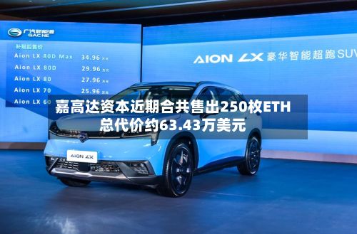 嘉高达资本近期合共售出250枚ETH 总代价约63.43万美元