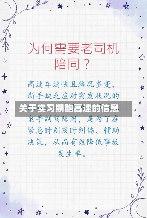 关于实习期跑高速的信息-第2张图片
