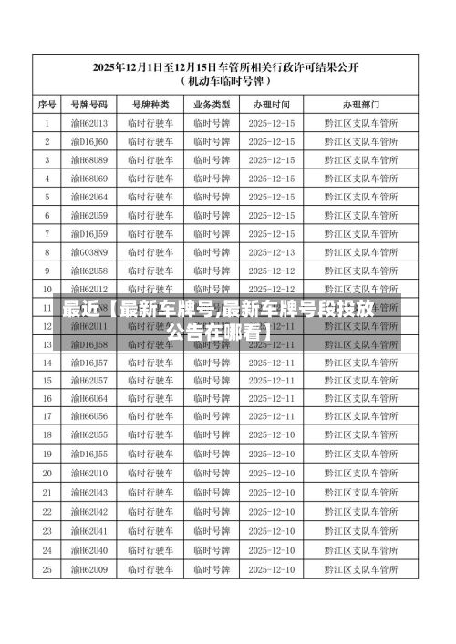 最近【最新车牌号,最新车牌号段投放公告在哪看】-第1张图片