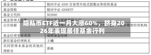 隐私币ETF近一月大涨60%，跻身2026年表现最佳基金行列-第3张图片