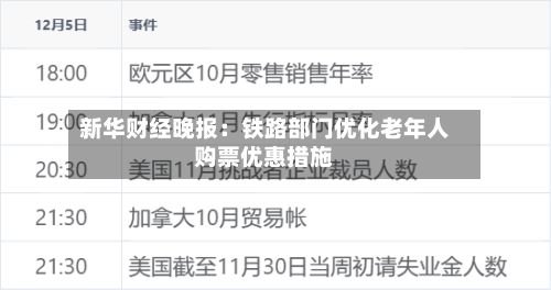 新华财经晚报：铁路部门优化老年人购票优惠措施