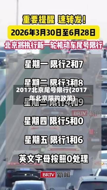 2017北京尾号限行(2017年北京限购政策)
