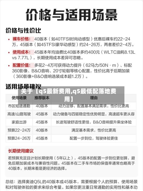 关于【q5最新费用,q5最低配落地费用】