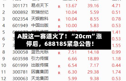 A股这一赛道火了！“20cm”涨停后，688185紧急公告！