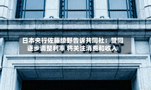 日本央行佐藤绫野告诉共同社：赞同逐步调整利率 将关注消费和收入