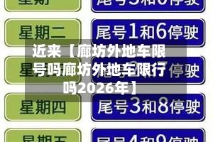 近来【廊坊外地车限号吗廊坊外地车限行吗2026年】-第3张图片
