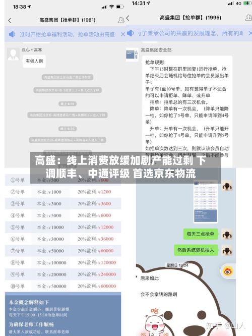 高盛：线上消费放缓加剧产能过剩 下调顺丰、中通评级 首选京东物流-第3张图片