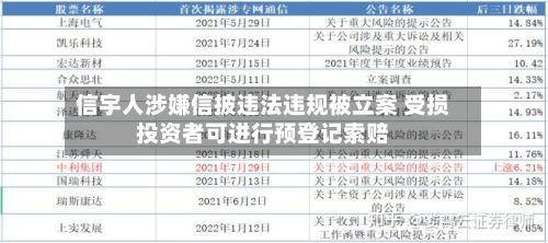 信宇人涉嫌信披违法违规被立案 受损投资者可进行预登记索赔