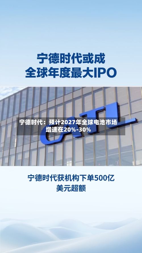 宁德时代：预计2027年全球电池市场增速在20%-30%-第2张图片